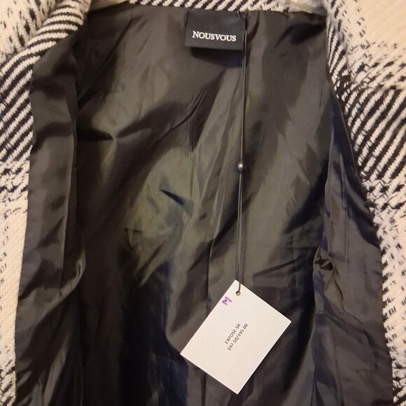 NWT NOUSVOUS Women's Black White Lined Blazer Zip Blazer Jacket Size M 10 - Picture 8 of 16